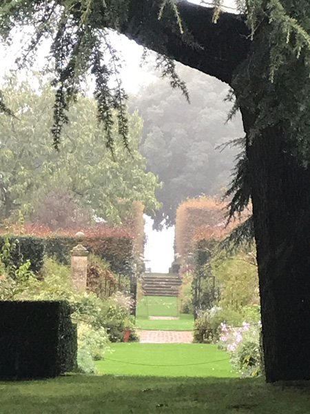 A misty Hidcote Manor Gardens