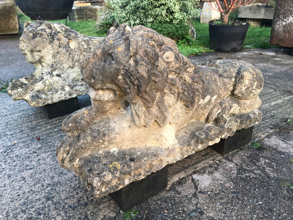 19th Century Bath Stone Lions