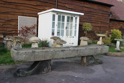 Long planting stone trough