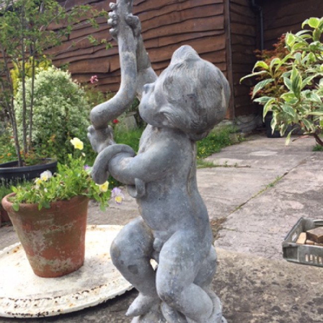 20th Century Lead Fountain - Baby Hercules with a snake (Stk No.3528)