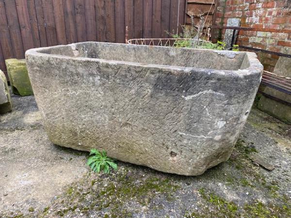 Large English Sandstone Trough - rounded front corners (Stk No.3926)
