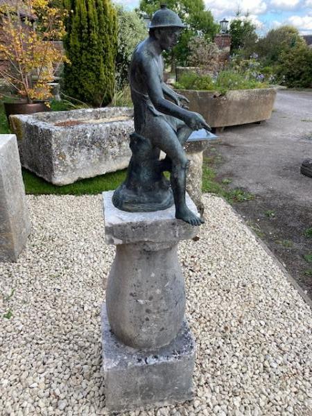 Beautiful Bronze Figure on Irish Blue Limestone Pedestal (Stk No.3972)