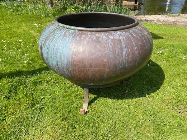 Copper Chocolate Pot on Stone Base (Stk No.4015)