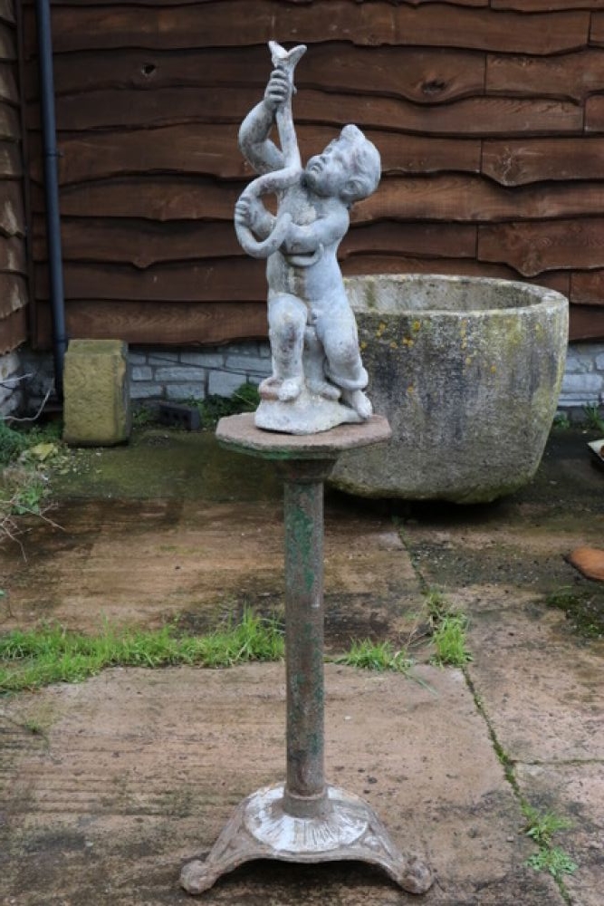 19th Century Heavy Cast Iron Tall Pedestal (Stk No.3812)