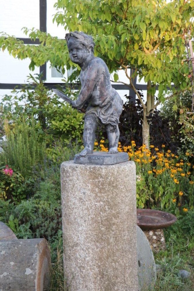 18th Century Lead Figure on Pedestal (Stk No.3796)