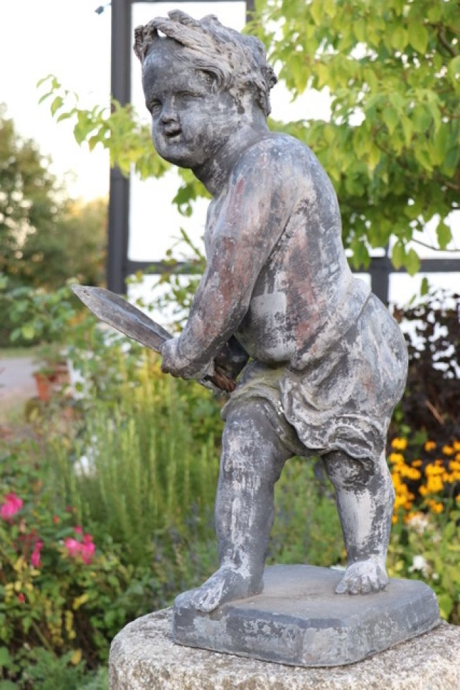 18th Century Lead Figure on Pedestal (Stk No.3796)