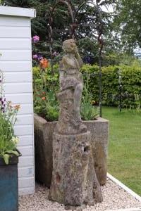 JP White Composite Stone Statue of a Boy Listening (Stk No.3655)