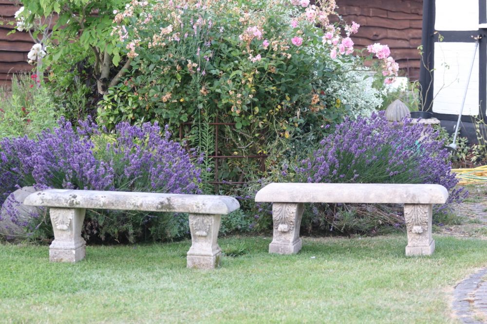 Two Simple carved decorative limestone seats - sold as a pair or separately (Stk No.3778)