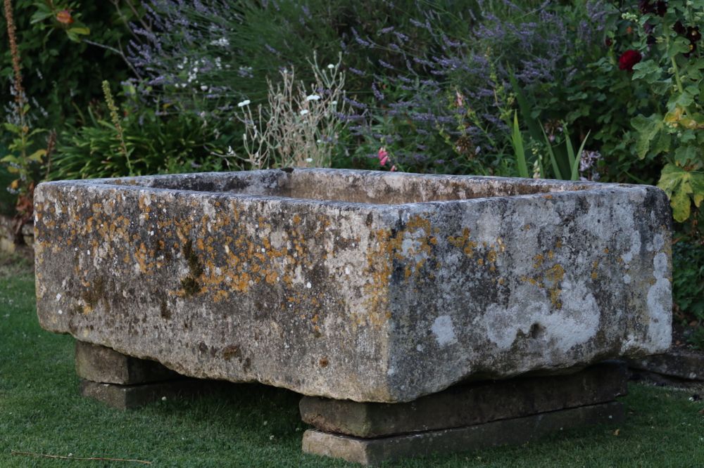 Large Deep Limestone Trough on Stone Bases (Stk No.3769)