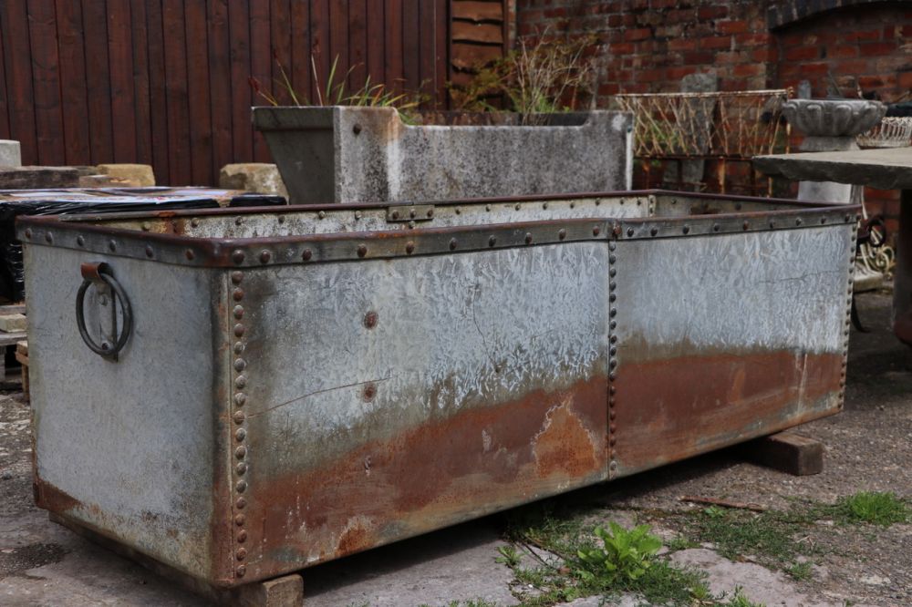 Wide Riveted Galvanised Trough (Stk No.3784)