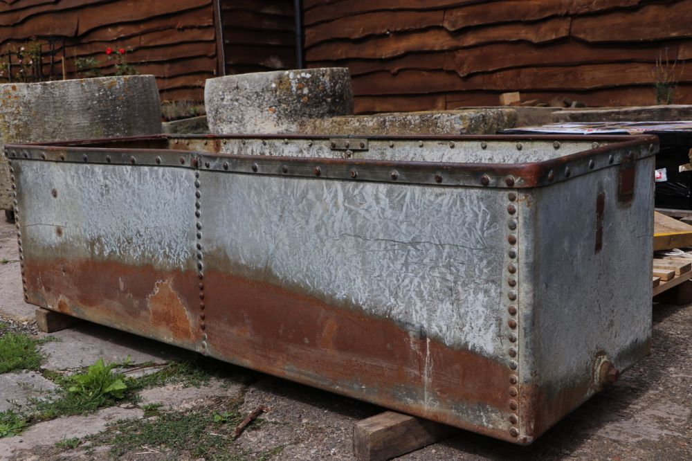 Wide Riveted Galvanised Trough (Stk No.3784)