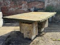 Large Stone Table on Carved Stone Architectural Bases (Stk No.4155)