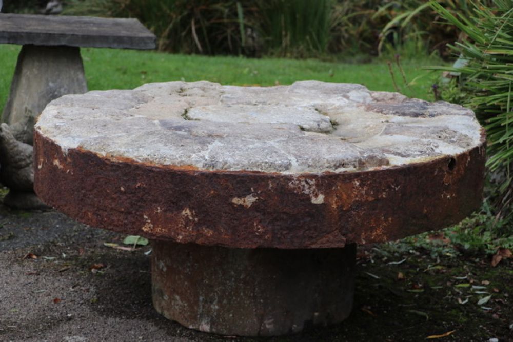 Large Segmented Millstone Patio Table (Stk No.3798)