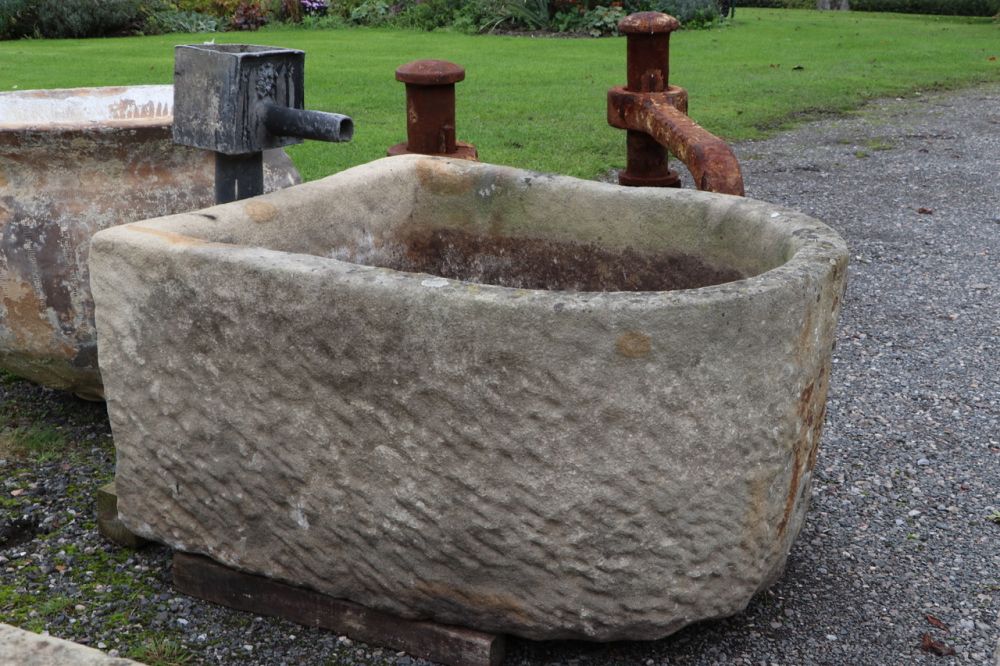 Large D shaped Stone Trough - English Sandstone (Stk No.3802)