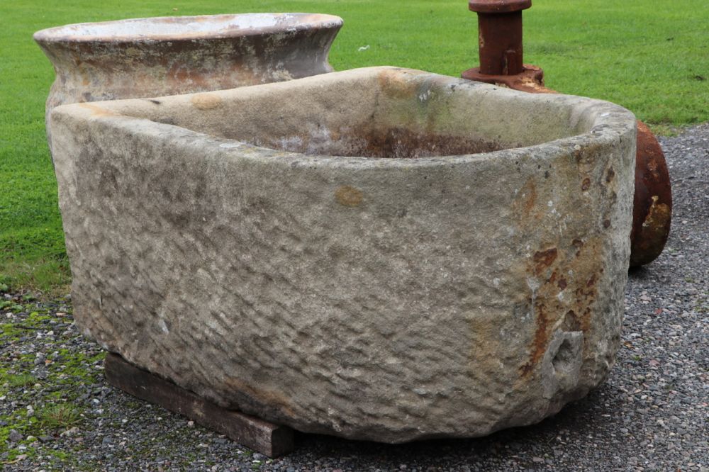 Large D shaped Stone Trough - English Sandstone (Stk No.3802)