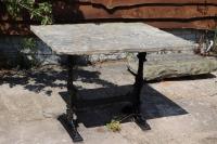 York Stone Table - Lovely Squarish Top on Iron Base (Stk No.3871)