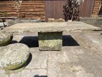 Extra Large York Stone Table on Scrolled Iron Base (Stk No.3866)
