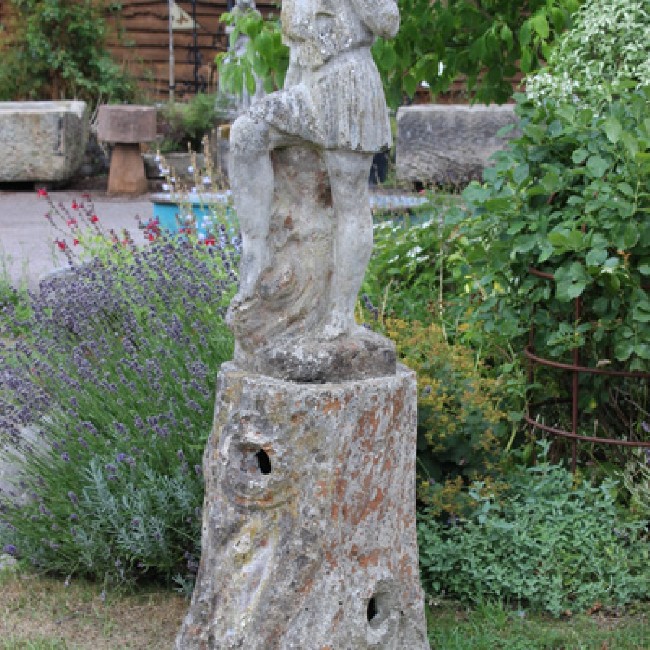 JP White Composite Stone Statue of a Boy Listening (Stk No.3655)