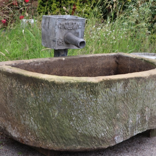 RESERVED Large D Shaped Yorkshire Stone Trough (Stk No.3754)