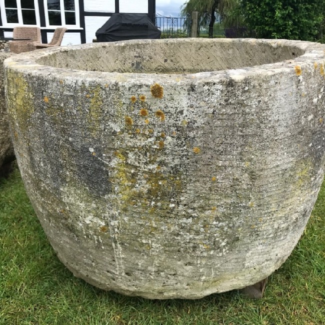 SOLD. X Large Round Limestone Trough (Stk No.3755)