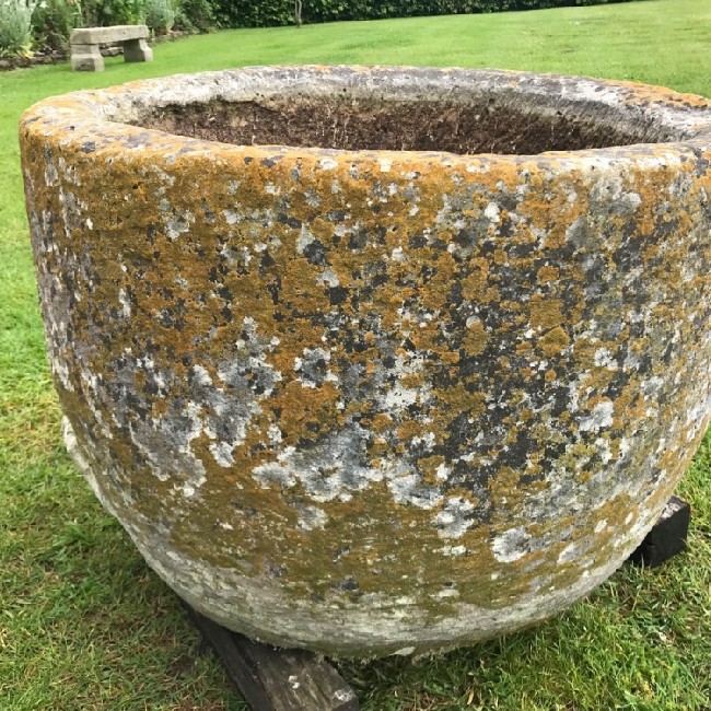 SOLD Large Round Limestone Trough (Stk No. 3756)
