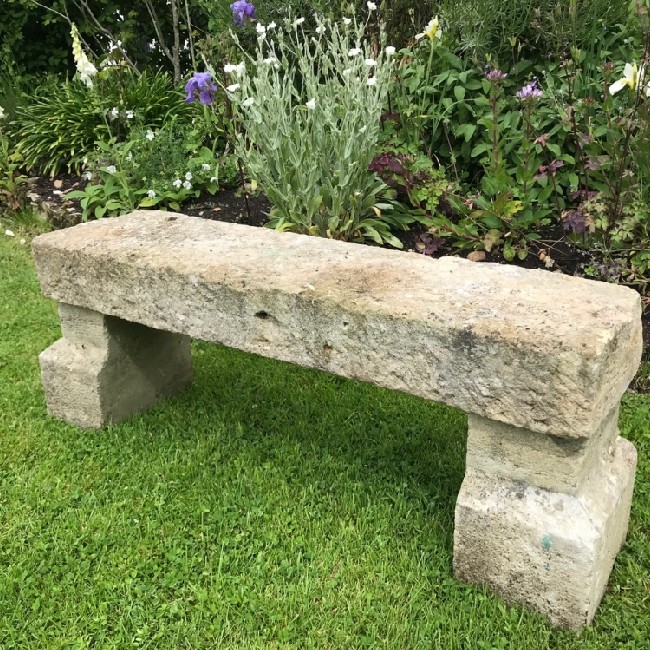 SOLD Simple Limestone Seat (Stk No.3759)