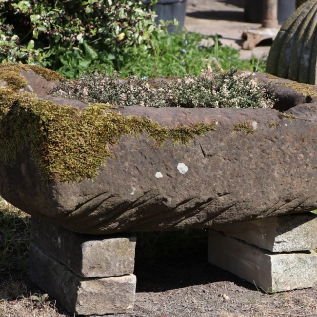 SOLD. 18th Century Sandstone Boulder Trough (Stk No.3766)