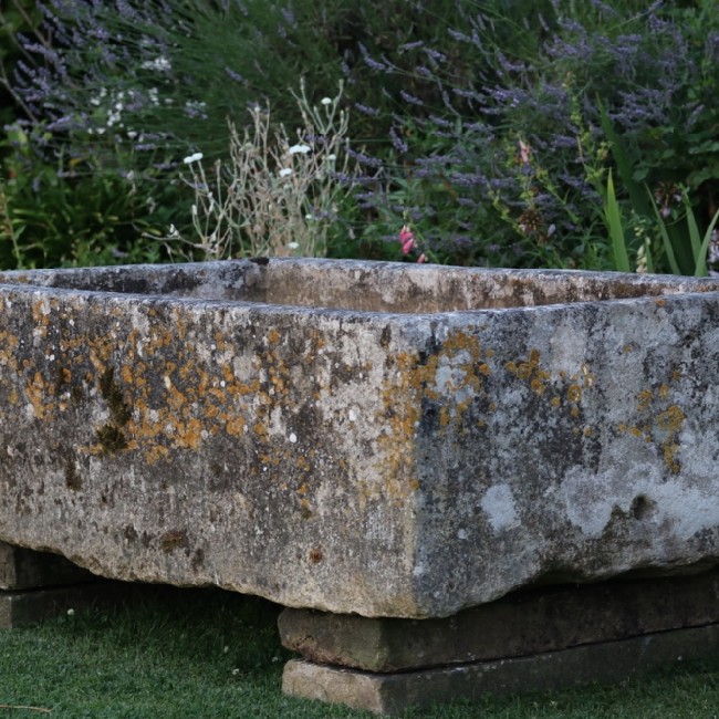 SOLD Large Deep Limestone Trough on Stone Bases (Stk No.3769)