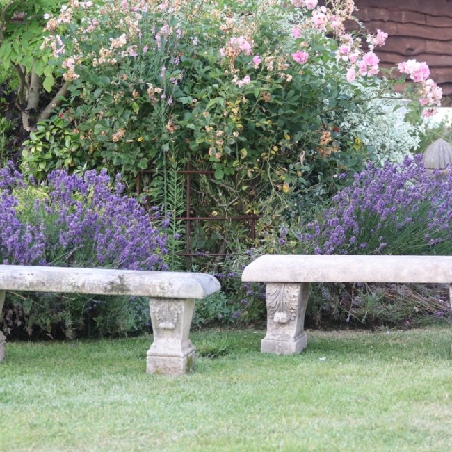 Two Simple carved decorative limestone seats - sold as a pair or separately (Stk No.3778)