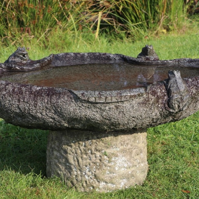 SOLD Wide Granite Bird Bath / Fountain (Stk No.3786)