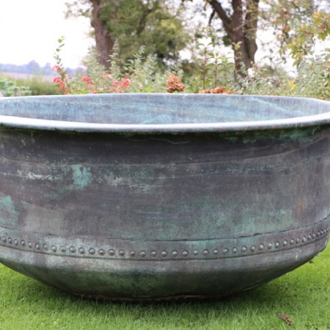 ===== SOLD ====X Large Riveted Copper Cheese Vat (Stk No. 3800)