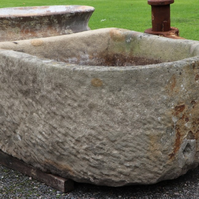 Large D shaped Stone Trough - English Sandstone (Stk No.3802)