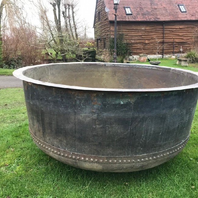S O L D. X Large Riveted Copper Cheese Vat (Stk No.3807)