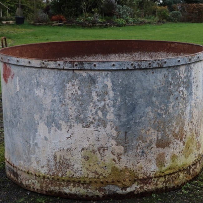  Large Round and Riveted Galvanised Trough (Stk No.3808)