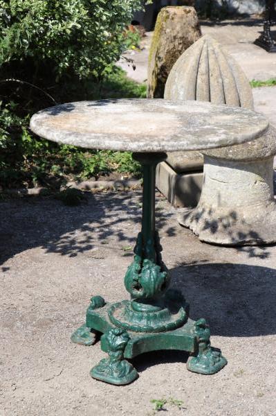 SOLD 19th Century Single Pedestal Iron Marble Topped Table (Stk no.3867)