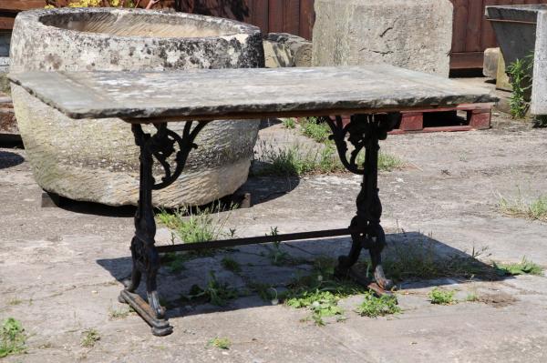 Iron Based York Stone Table (Stk No.3872)
