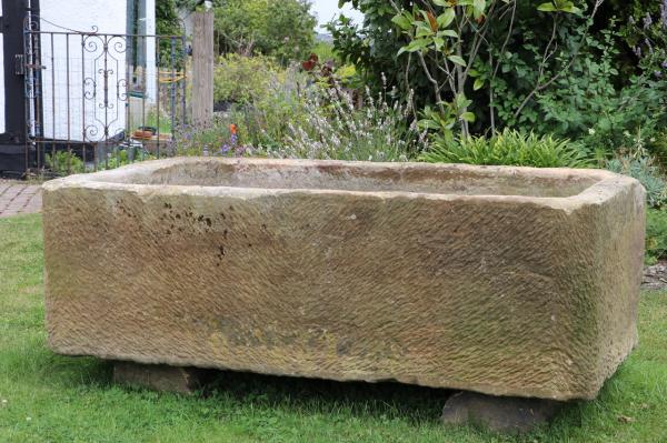RESERVED Exceptional North Yorkshire Stone Trough on Stone Bases (Stk No.3886)