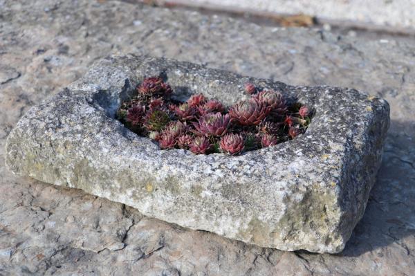 SOLD - Stone Rectangular Table Bird Bath/Planter (Stk No.3910)