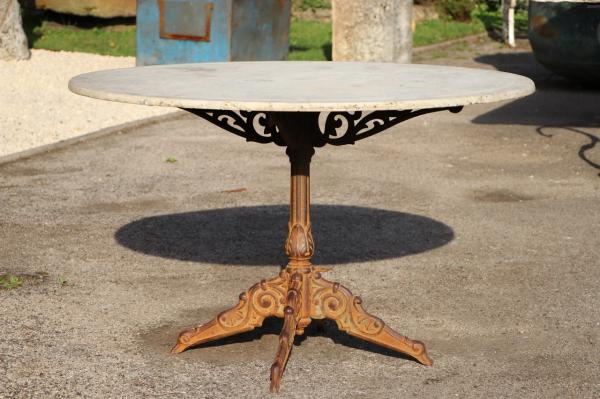 RESERVED Period Cast Iron, Marble Topped Table (Stk No.3911)