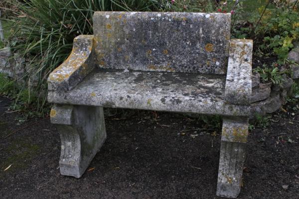 RESERVED - Portland Stone Garden Arm Chair (Stk No.3916)