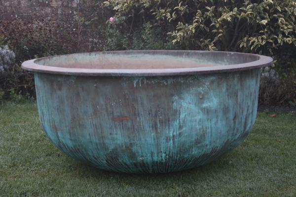 X Large Very Green Copper Cheese Vat (Stk No.3930)
