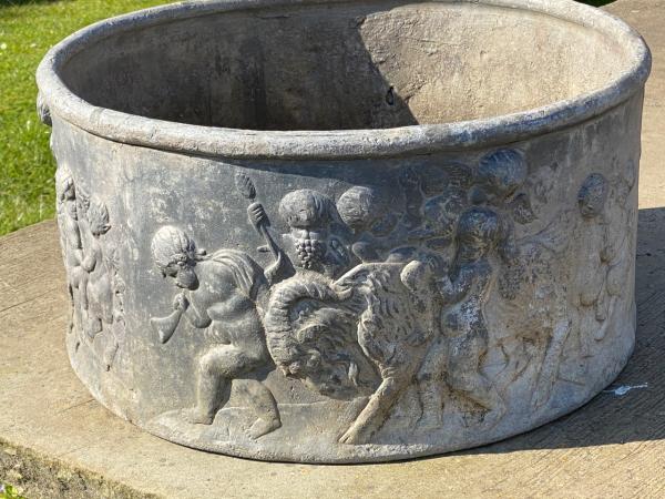 Large Lead Planter with Decorative Frieze (Stk No. 3944)