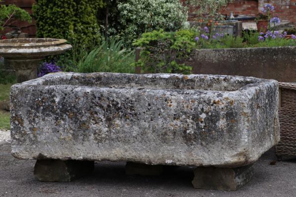 X Large French Limestone Water Trough with Stone Splash Slope (Stk No.3955)