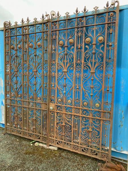 SOLD 19thC. Huge Decorative Pair Iron Garden Gates/ Walled Garden Gates (Stk No.3958)