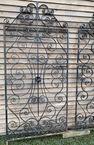 Tall Decorative Wrought Iron Garden Gate - one of two (Stk No.3977)