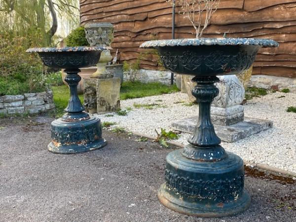 Magnificent Pair 19th Century Cast Iron Urns (Stk No.4002) 