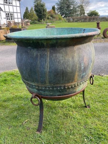 Large Globe Riveted Copper on Stand (Stk No.4005)