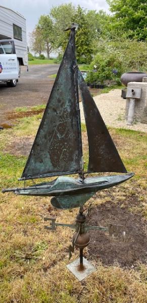 Large Copper Sailing Boat Weather Vane (Stk No.4016)