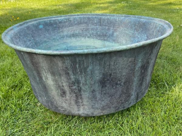 Large Copper Bowl with Tapered Sides (Stk No.4021)