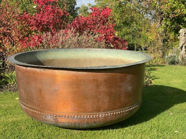 Medium Sized Riveted Copper Cheese Vat Shiny (Stk No.4066)